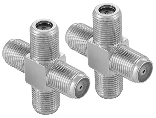 POPPSTAR 2x Sat TV Coax Verteiler Kreuz-Stück (4x F-Buchse) Antennen Splitter Adapter für Koaxialkabel, Antennenkabel, silbern