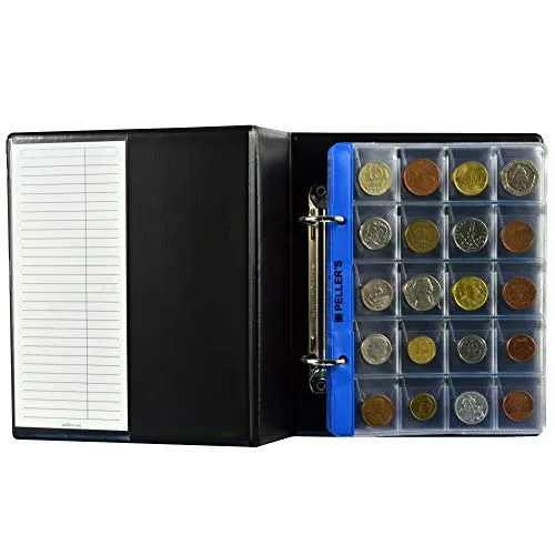 PELLER'S Sammelalbum für 200 10 Hüllen, Fächer 31 x 26mm. Für Münzen mit Ø 22.5mm. Münzalbum S, Plastik, Schwarz, S