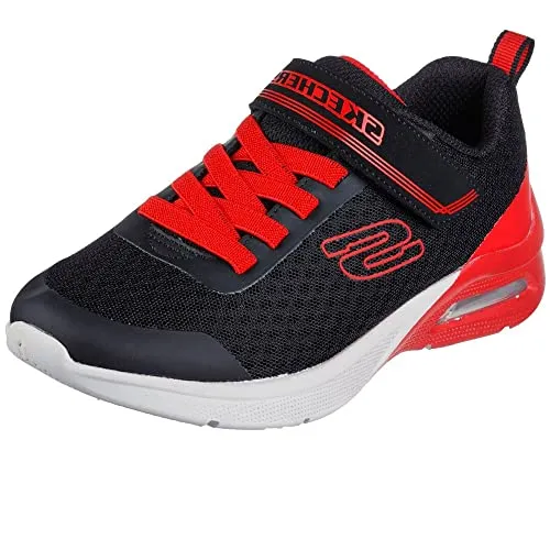 Skechers 403773L BKRD, Sneaker, Black Textile/Red Trim,