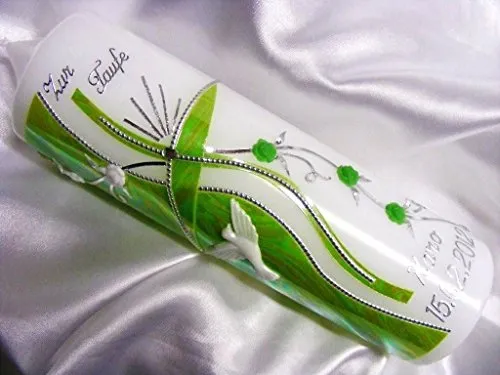 Taufkerze Kommunionkerze Junge Mädchen 250/70 mm VT-43 inkl. Zubehör für selbstbeschriften