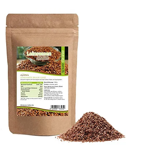 Mynatura Leinsamen Braun Ganz | 1000g | Natürlich & ballaststoffreich | Ideal zum Backen, Kochen, für Müsli & Smoothies | Pflanzliche Omega-3-Quelle | Vegan & ohne Zusätze (1000g)