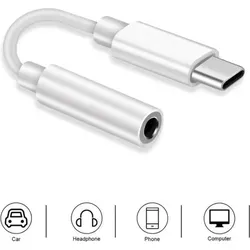 USB Type C auf 3.5 mm Klinkenbuchse Audio AUX Adapter Kopfhörer - Weiß