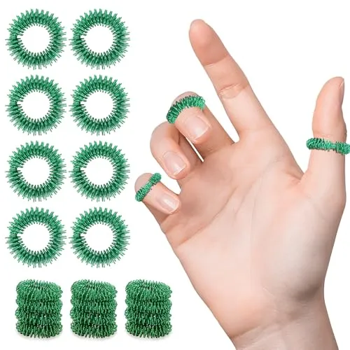 Stück Akupressurringe Stachelige Sensorische Finger Massage Ring Fingermassagering, Geräuschlose Entspannende Massageringe für Fingerspitze der Erwachsene und Jugendliche (Grün) 20