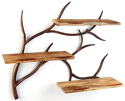 Kobolo Wandregal Hängeregal Bücherregal -AST Zweig- in braun von Kobolo