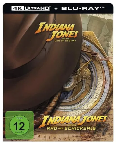Indiana Jones und das Rad des Schicksals - Steelbook (4K Ultra HD) (+ Blu-ray) - Erleben Sie das Abenteuer in atemberaubender 4K Ultra HD-Qualität im limitierten Steelbook, ideal für Sammler und Fans der Reihe.