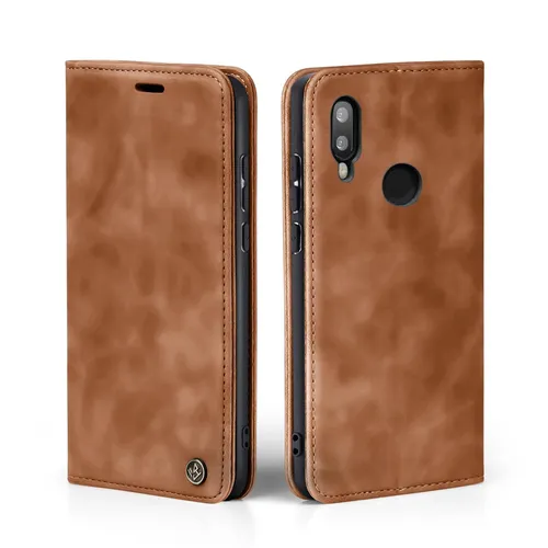 Handy Hülle für Huawei P20 Lite Klapp Magnet Smartphone Cover Case Braun