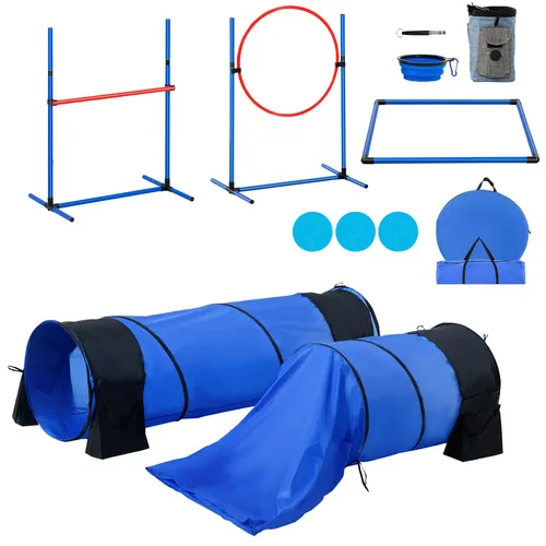 VEVOR Agility Training Set für Hunde - 7-teiliges Set mit Hürden, 2 Tunneln und Sprungring, vielseitig und tragbar für effektives Training