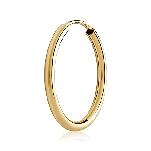 NKlaus Einzel Creole 20mm Sterlingsilber 925 vergoldet 1,8mm Stärke Silber Ohrringe 3091