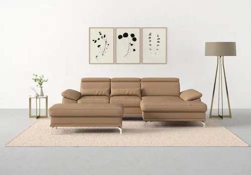 sit&more Ecksofa Cabrio L-Form, B: 295 cm, mit Sitztiefen-, Arm- & Kopfteilverstellung, 2 Nierenkissen, Federkern, optional Bettfunktion und Stauraum