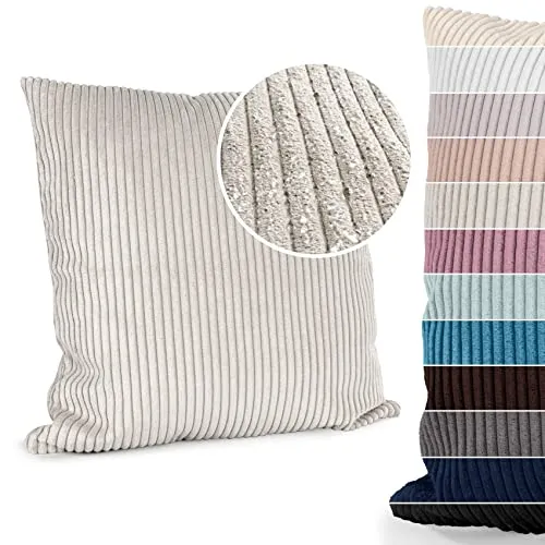 ANRO Kissenbezug Kissenhüllen Kissen Deko-Kissen Zierkissen Zierkissenbezug Kordsamt Hellgrau 50x50cm ohne Füllung