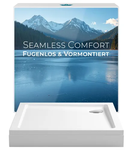 Calmwaters Duschwanne 90x90 cm Komplettset - Duschkabinen & -wände: Fugenloses, pflegeleichtes Komplettset mit 3,2 mm starkem Acryl für barrierefreien Zugang und erhöhten Komfort.