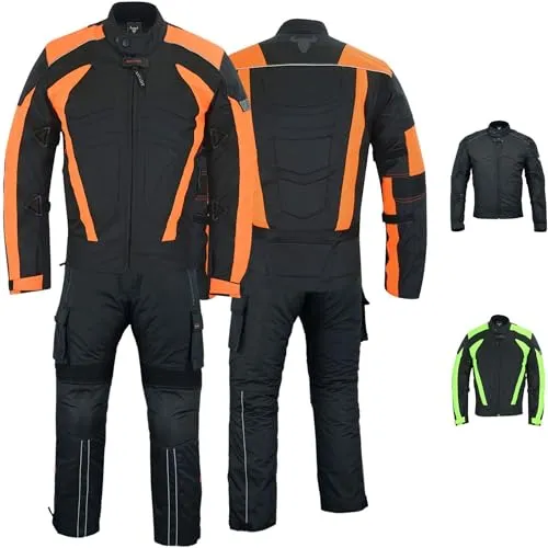 BULLDT Herren Motorradkombi Motorradanzug mit CE-Protektoren - Winddicht leicht 2-teiler kurze Motorradjacke & Cargo Motorradhosen Set - aus 4 Schichten Abnehmbar Thermofutter - insgesamt 9 Taschen