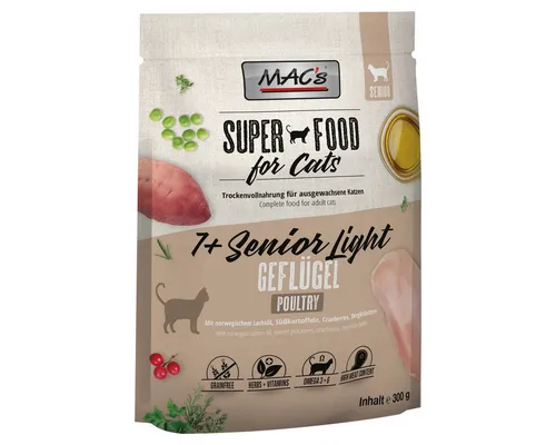 MAC'S 7+ Senior/Light mit Geflügel 300 g, Nassfutter für: Katze