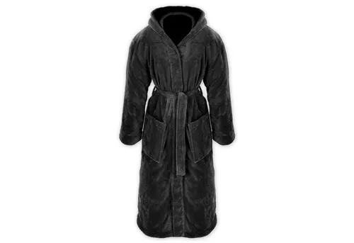 Gräfenstayn Unisex-Bademantel mit Kapuze für Damen und Herren aus kuscheligem Flanell-Fleece, warm & kuschelig, Waden bis Knöchellang, Fronttaschen, Gürtel, S-XXXL