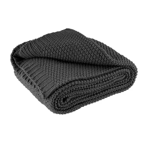 wometo Wohndecke Strick - Kuscheldecke in Dunkelgrau - Bettdecken, OEKO-TEX® zertifiziert, aus 100% Polyacryl, perfekt für gemütliche Abende mit edlem Strickmuster.