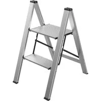 Mephisto Trittleiter 2 Stufen Aluminium - Leitern & Tritte - Platzsparende Klappleiter mit 150 kg Tragkraft, ideal für sicheren Zugang zu erhöhten Bereichen im Innen- und Außenbereich.
