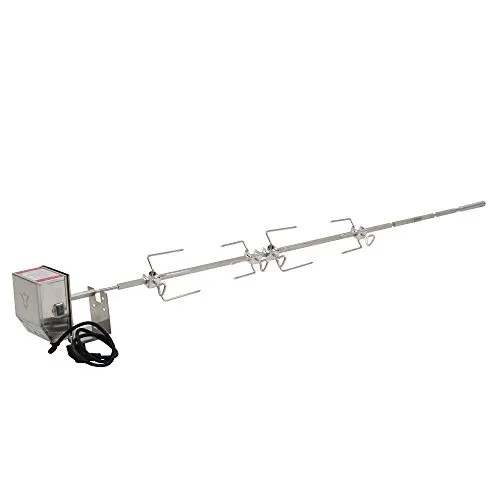 BBQ-Toro Edelstahl Grillspieß Set für Weber Genesis II 400er und 600er - Grilldrehspieße für Weber Genesis II, einfach zu montieren, inklusive starkem Motor für Grillgut bis 4 kg und 4 Edelstahl-Fleischnadeln.