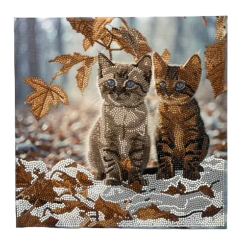 CRYSTAL ART - Diamant-Stickerei-Set auf Leinwand, Leinwand, manuelle Malerei, für Erwachsene und Kinder, Motiv: Kätzchen, Format: 30 x 30 cm