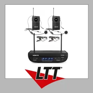 Vonyx WM82B Digitales UHF 2-Kanal Drahtlos-Mikrofonset mit 2 Bodypacks