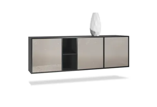 Vladon Sideboard Cuba - Stilvolle Kommode mit 3 Türen und 2 offenen Fächern - Moderne Sideboards für jeden Raum, mit minimalistischem Design und innovativer Push-to-Open-Technik für einfachen Zugriff auf Stauraum.