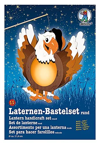 Ursus 18700011 - Laternen Bastelset, Adler, ca. 21,8 x 21 x 10,3 cm, Durchmesser ca. 21,8 cm, inklusive Vorlagebogen mit Bastelanleitung, zum Selbstgestalten, ideal für den nächsten Laternenlauf