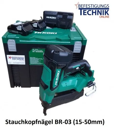 HiKOKI Akku Nagler NT1850DBSL NT1850DA W 16-50mm 2x3,0Ah HSC für Stauchkopfnägel