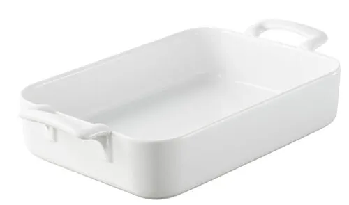 REVOL AUFLAUFFORM 70 cl RECHTECKIG Weiss - Hochwertige rechteckige Auflaufform aus Porzellan, mikrowellen- und ofenfest bis 300 °C, leicht zu reinigen und spülmaschinenfest – ideal für leckere Aufläufe!