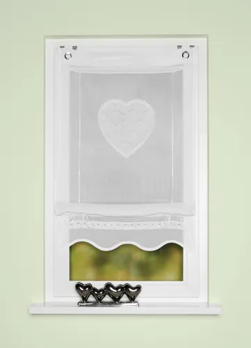 HOME WOHNIDEEN Bändchenrollo CORAZON - Bändchenrollo mit Hakenaufhängung, blickdicht und liebevoll bestickt mit Herzmotiv – ideal für gemütliche Wohnräume.