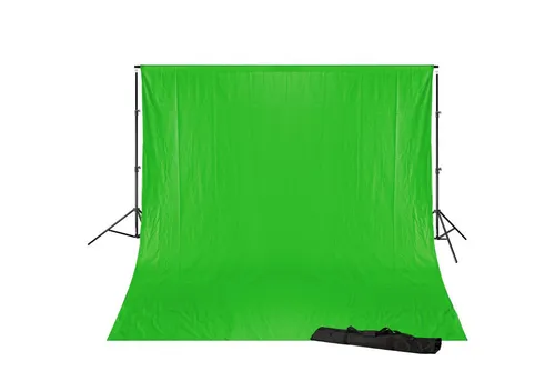 BRESSER BR-D23 Hintergrundsystem mit Greenscreen - Portables Fotostudio-Hintergrundsystem mit 3 x 4 m Baumwoll-Greenscreen, ideal für Produkt- und Porträtfotografie. Schnell auf- und abbaubar, platzsparend und vielseitig einsetzbar.