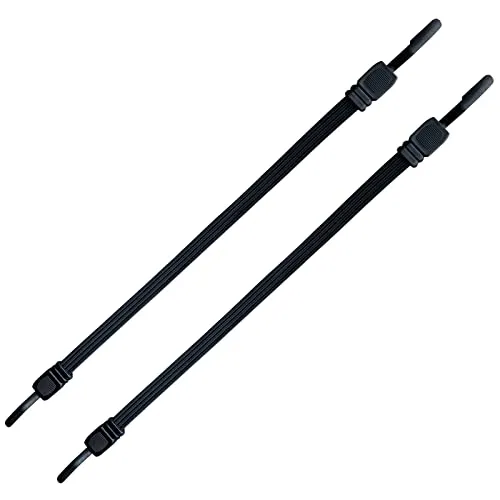 2er Set Flache Spanngummis mit Kunststoff-Haken, Gummispanner für Gepäckträger, Drehbare Expander (2x200 cm)