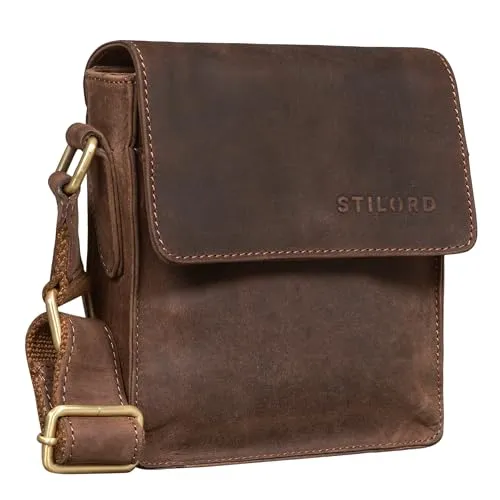 STILORD 'Nate' Herrentasche aus Leder - Vintage Messenger Bag für Männer - Elegante Messenger-Bag aus echtem Leder, ideal für die Aufbewahrung von Smartphone, Geldbörse und 7 Zoll Tablets. Praktischer Schulterriemen, perfekt für Männer mit Stil.