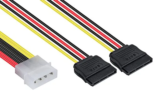 POPPSTAR 1x 10 cm Sata 3 Strom-Adapter Y-Kabel (Stromkabel Splitter - 1x 4-pin Molex Stecker auf 2X 15-pin Sata Buchse)