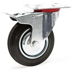 Wiltec Doppelstopp-Lenkrolle Ø160mm bis 130kg Tragkraft mit Gummirad und Feststellbremse leiser Lauf, Transportrolle Möbelrolle Laufrolle Möbel-...