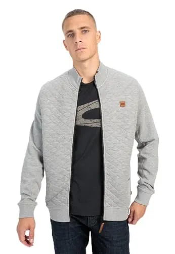 camel active Herren Sweatjacke mit Steppmuster Grau - Funktionsjacke mit Stehkragen und praktischen Druckknopf-Taschen, ideal für sportliche Aktivitäten und lässige Outfits.