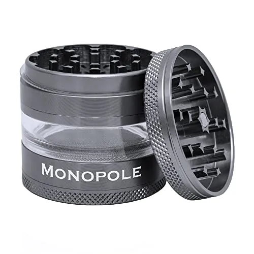 Monopole Grinder Cruncher Crusher Mühle ø60mm Edition Panorama 3 und 4-teilig Aero Aluminium Set Pollen-Scraper Catcher für Kräuter Gewürze Herb Tee