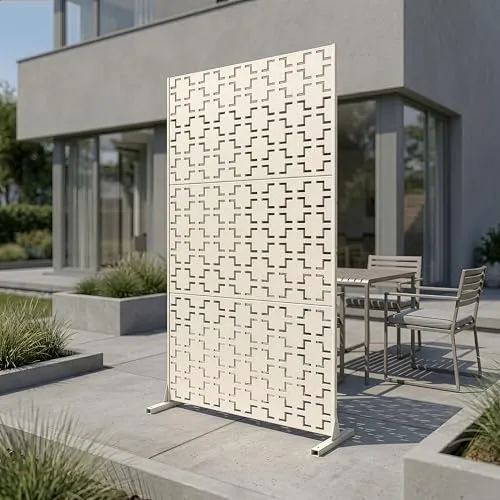 casa.pro Raumteiler »Basciano« 180x90 cm in Knoblauchbeige - Eleganter Raumteiler aus verzinktem Stahl, ideal für Innen- und Außenbereiche. Schützt vor Blicken und Wind, schnell montierbar und wetterfest – für mehr Privatsphäre und stilvolle Akzente.