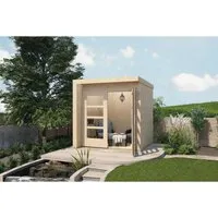weka Designhaus 262 A - Gartenhaus mit Fußboden 213 x 216 cm - Gartenhaus mit Flachdach aus hochwertigem Holz, ideal für Gartenlagerung und Freizeitgestaltung.