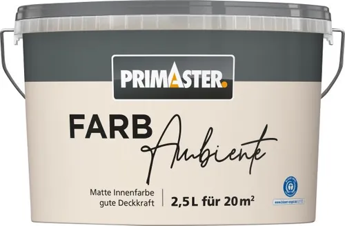 Primaster Farbambiente Wandfarbe matt sand 2,5 L - Hochwertige Wandfarbe in Beige, matt, für ein angenehmes Raumklima. Ideal für Innenräume und leicht aufzutragen. Perfekt für kreative Gestaltungen!