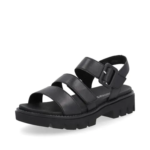 Remonte Damen Plateausandalen D7957, Frauen Sandalen,Strandschuhe,Plateausandaletten,Dicke Sohle,bequem,Sommerschuhe,Freizeitschuhe,schwarz (00),37 EU