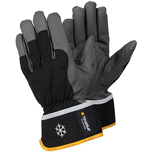 Tegera Ejendals 9112-9 Schutzhandschuh aus Synthetikleder Größe 9 - Robuster Schutzhandschuh in schwarz/grau/gelb, ideal für kühle Bedingungen. Bietet hohen Tragekomfort und Schutz bei der Arbeit.