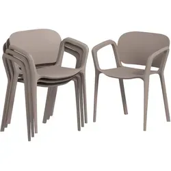 Outsunny Gartenstuhl 4er Set – Wetterfeste Stapelstühle aus Kunststoff - Gartenstühle Set für drinnen und draußen, UV- und wasserbeständig. Perfekt für entspannte Barbecues und pflegeleichte Nutzung – ideal für Ihr Gartenparadies!