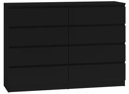 Malwa Kommode M8 140 - Moderne 8-Schubladen Kommode in Schwarz - Kommoden aus laminierter Spanplatte, minimalistisches Design mit grifflosen Fronten für komfortable Nutzung und eleganten Look. Ideal für Schlafzimmer, Wohnzimmer oder Kinderzimmer.