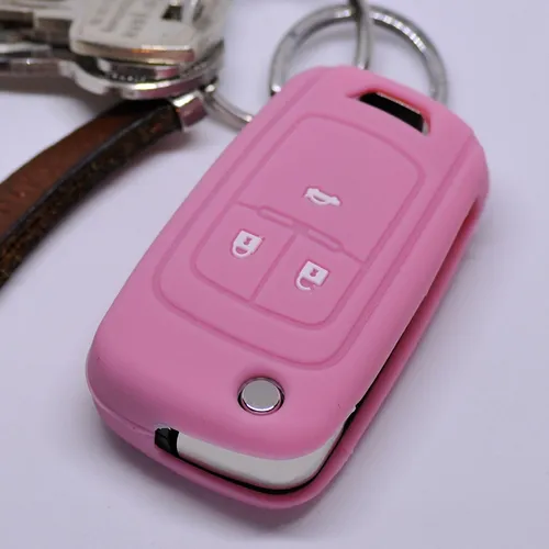Auto Schlüssel Silikon Schutz Hülle Pink Opel für Chevrolet ab 2008