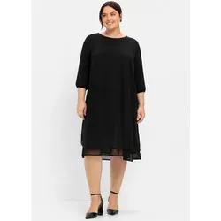 sheego Chiffonkleid 330960_50 – Elegantes Layerlook Kleid - Feminines Chiffonkleid mit Rundhalsausschnitt und 3/4-Ärmeln. Die transparente obere Lage kombiniert mit einer fließenden Viskose sorgt für einen stilvollen Look. Ideal für besondere Anlässe!