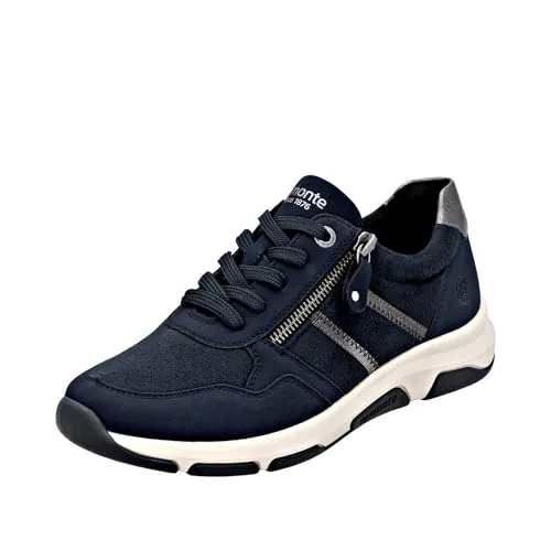 Remonte Damen D1S04 Sneaker Low, Blau, 38 EU - Damen-Sneaker mit herausnehmbarer Einlegesohle und extra weichem Fußbett für optimalen Tragekomfort den ganzen Tag.