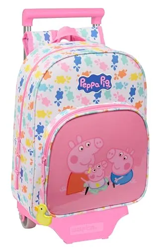 PEPPA PIG Baby PIG Kinderrucksack mit Trolley Safta 705, ideal für Kinder verschiedener Altersgruppen, bequem und vielseitig, Qualität und Widerstandsfähigkeit, 26 x 11 x 34 cm
