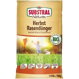 Substral Naturen Herbst Rasendünger BIO 16 kg - Organischer Langzeitdünger für Rasen, ideal für den Herbst – sorgt für gesundes Wachstum und ist unbedenklich nach der Anwendung.