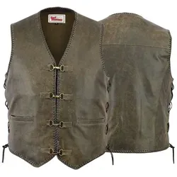 Rad Masters Leder Motorrad Kutte Karabiner Lederweste - Robuste Cracker Lederweste für Biker, gefüttert mit Polyester und ausgestattet mit praktischen Innentaschen für sichere Aufbewahrung.