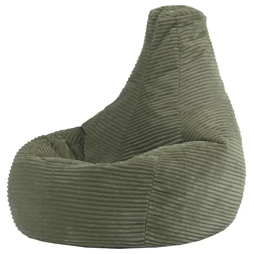 Icon Dalton Sitzsack Kinder – Salbeigrün, Flauschiger Cord Stoff - Sitzsack in Sesselform für Kinder, ideal zum Entspannen und Spielen. Weiches, strapazierfähiges Cordmaterial sorgt für Komfort und Langlebigkeit. Perfekt für Schlafzimmer, Kinderzimmer oder Spielzimmer.