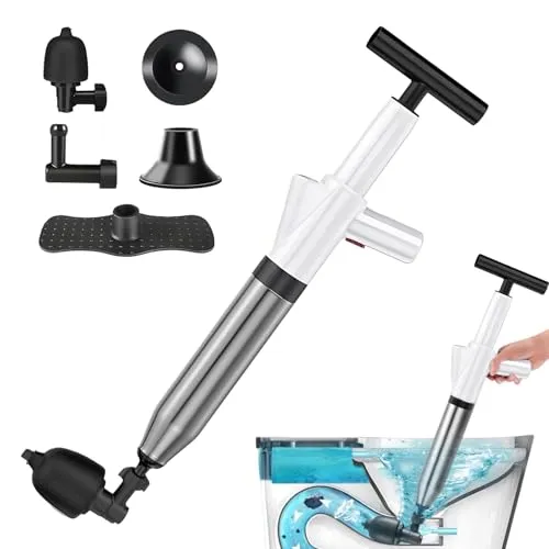 Hochdruck Abflussreiniger Pumpe,Toiletten Pömpel Abflussreiniger Pumpe, Pressluft Rohrreiniger, Rohrreiniger Druckluft Für Waschbecken, Toiletten, Badezimmer, Dusche, Küche, Weißer
